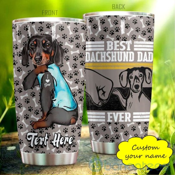Custom Name Gift For Dad Best Dachshund Dad Ever Tumbler Product Photo