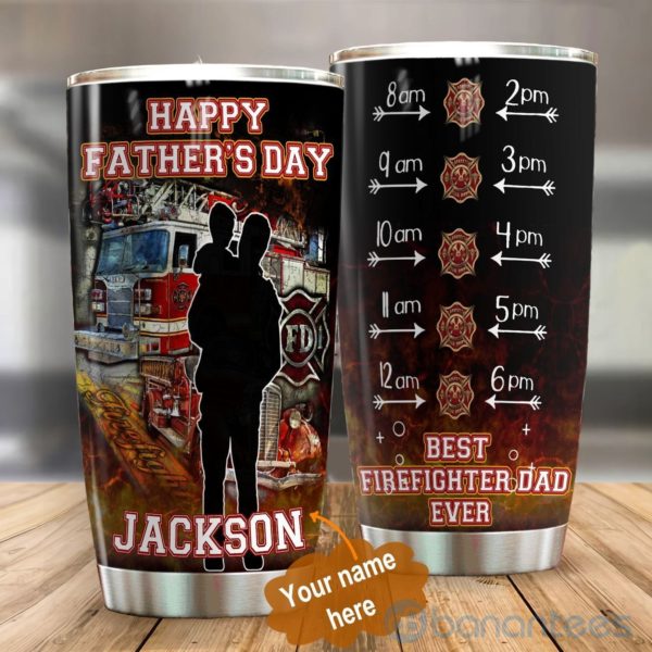 Custom Name Gift For Dad Best Firefighter Dad Ever Tumbler Best Gift Product Photo