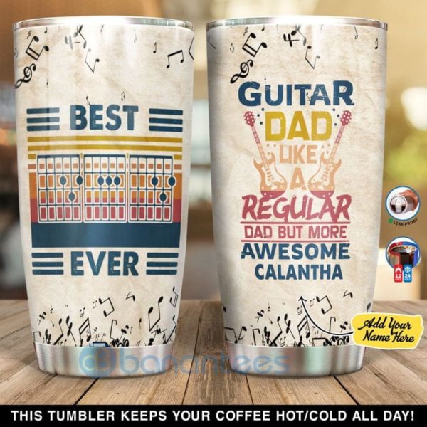 Custom Name Gift For Dad Best Guitar Dad Ever Tumbler Product Photo