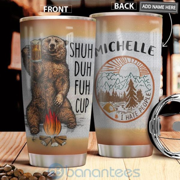 Custom Name Gift For Dad Camping Bear I Hate People Tumbler Product Photo