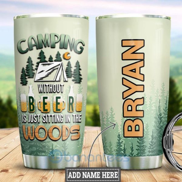 Custom Name Gift For Dad Camping Without Beer Tumbler Product Photo