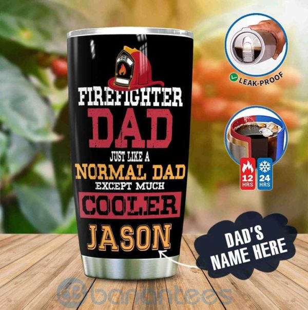 Custom Name Gift For Dad Cool Firefighter Dad Tumbler Product Photo