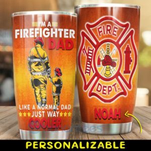 Custom Name Gift For Dad Cool Firefighter Dad Tumbler Product Photo
