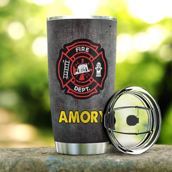 Custom Name Gift For Dad Cool Firefighter Tumbler Product Photo