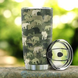 Custom Name Gift For Dad Elephant Camo Tumbler Product Photo
