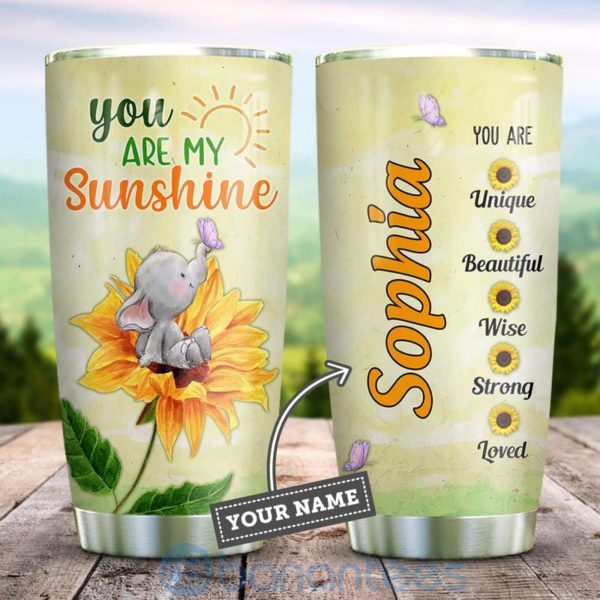 Custom Name Gift For Dad Elephant Sunflower You Are My Sunshine Tumbler Product Photo