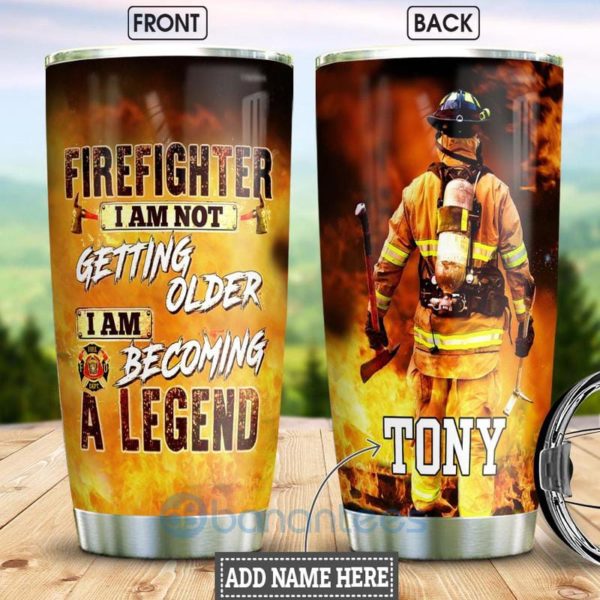 Custom Name Gift For Dad Firefighter Become A Legend Tumbler Product Photo