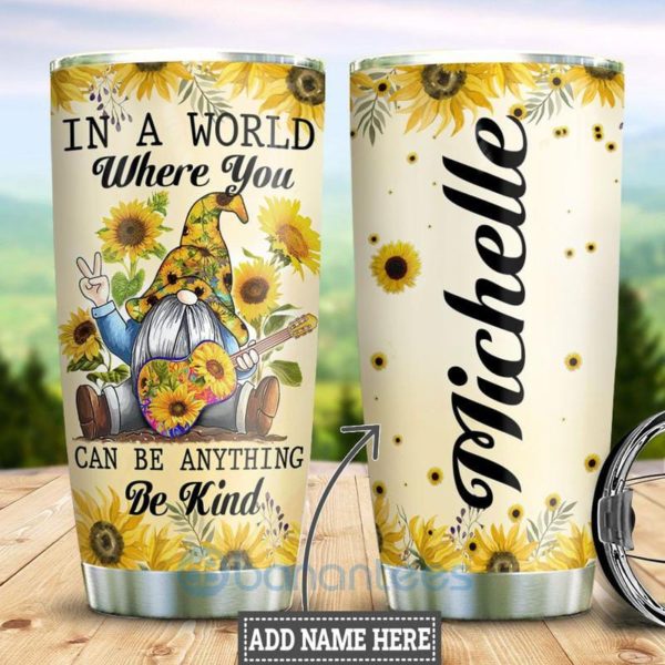 Custom Name Gift For Dad Gnomes Sunflower Tumbler Product Photo