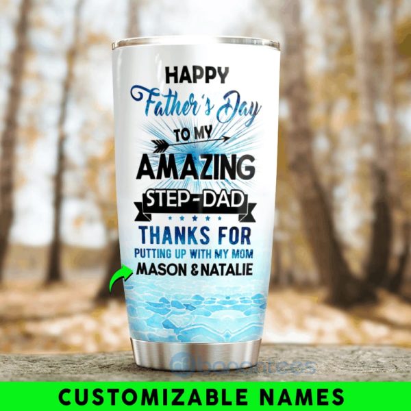 Custom Name Gift For Dad Happy Father's Day To My Amazing Stepdad Tumbler Product Photo