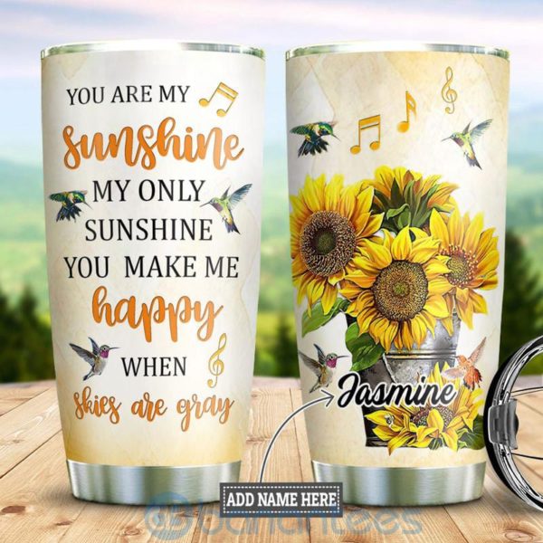 Custom Name Gift For Dad Hummingbird Sunflower Tumbler Product Photo