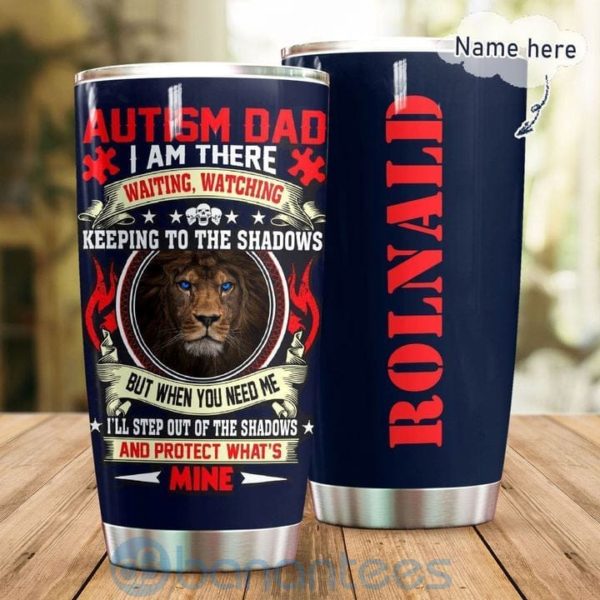 Custom Name Gift For Dad Lion Autism Dad Tumbler Product Photo