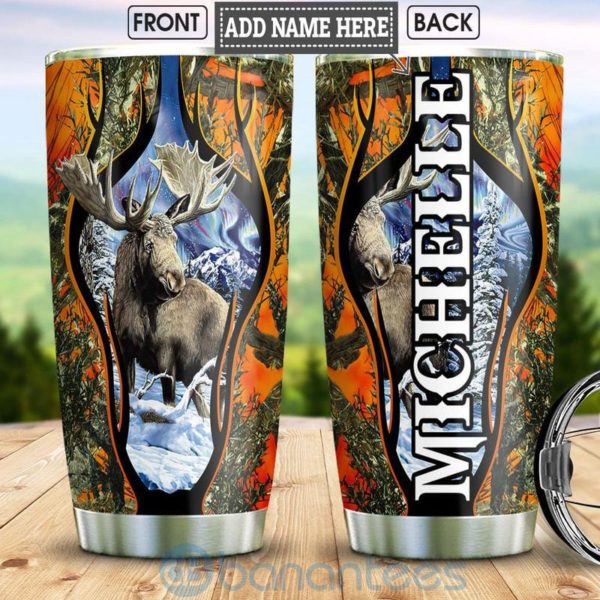 Custom Name Gift For Dad Moose Hunting Tumbler Product Photo