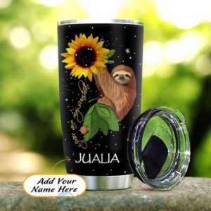 Custom Name Gift For Dad Sloth Advice Sunflower Tumbler Product Photo