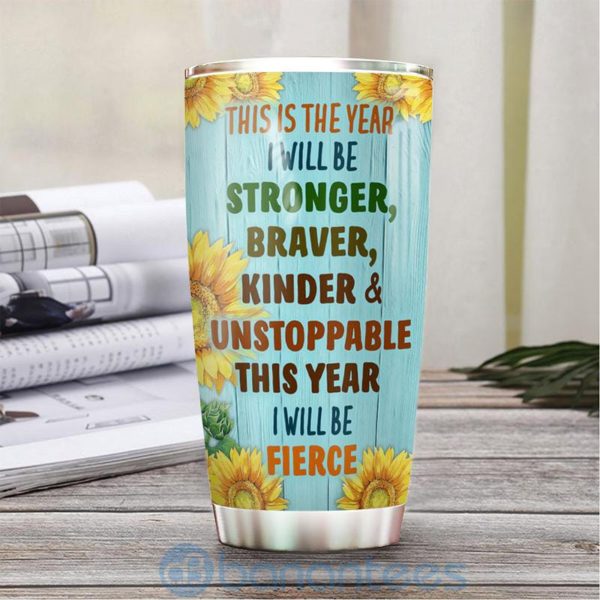 Custom Name Gift For Dad Sloth Sunflower Tumbler Product Photo