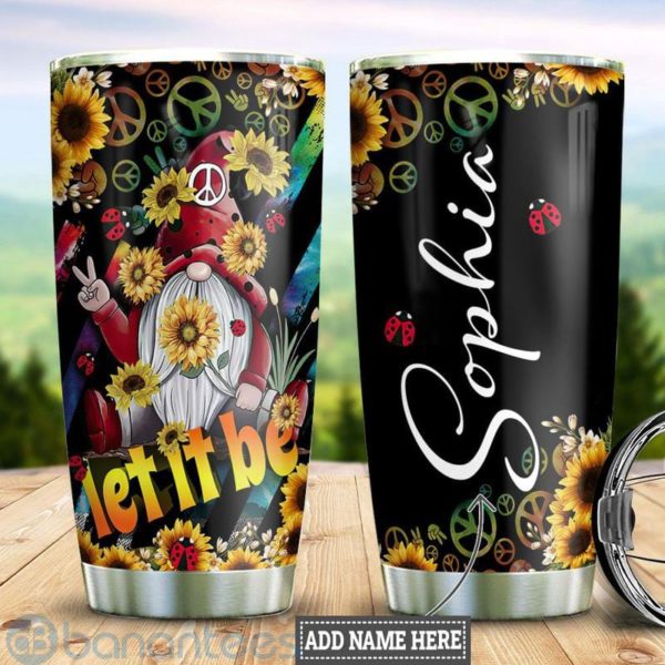 Custom Name Gift For Dad Sunflower Hippie Gnome Tumbler Product Photo