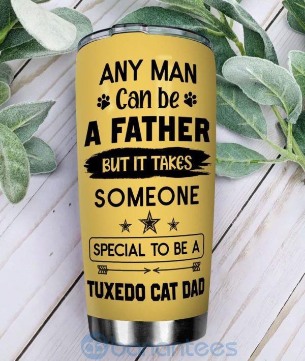 Custom Name Gift For Dad Tuxedo Cat Dad Tumbler Product Photo