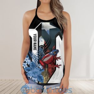 Custom Name Puerto Rico Frogs Flag Criss Cross Tank Top Product Photo