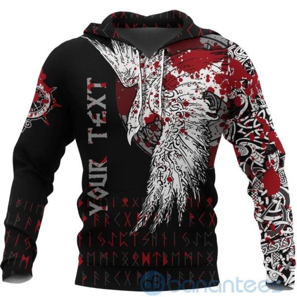 Custom Viking Mystical Raven Tattoo Blood All Over Printed 3D Hoodie Product Photo