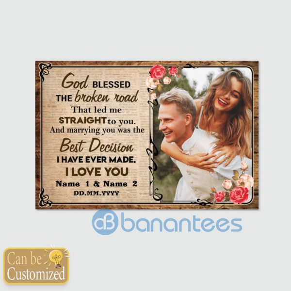 Customized God Blessed The Broken Road Couples Canvas Product Photo