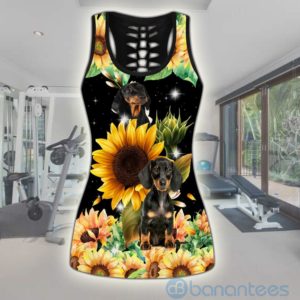 Dachshund Sunflower Tank Top Legging Set Outfit Product Photo