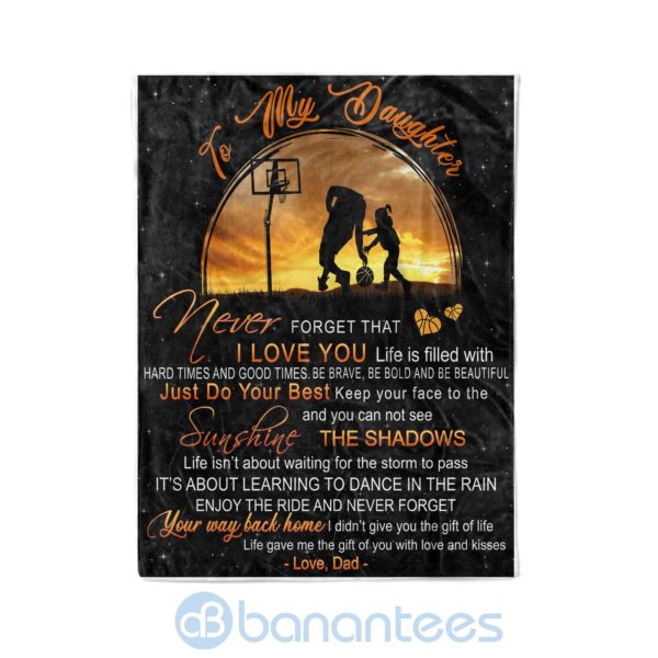 Dad To Daughter It's About Learning To Dance in The Rain Fleece Basketball Blanket Product Photo