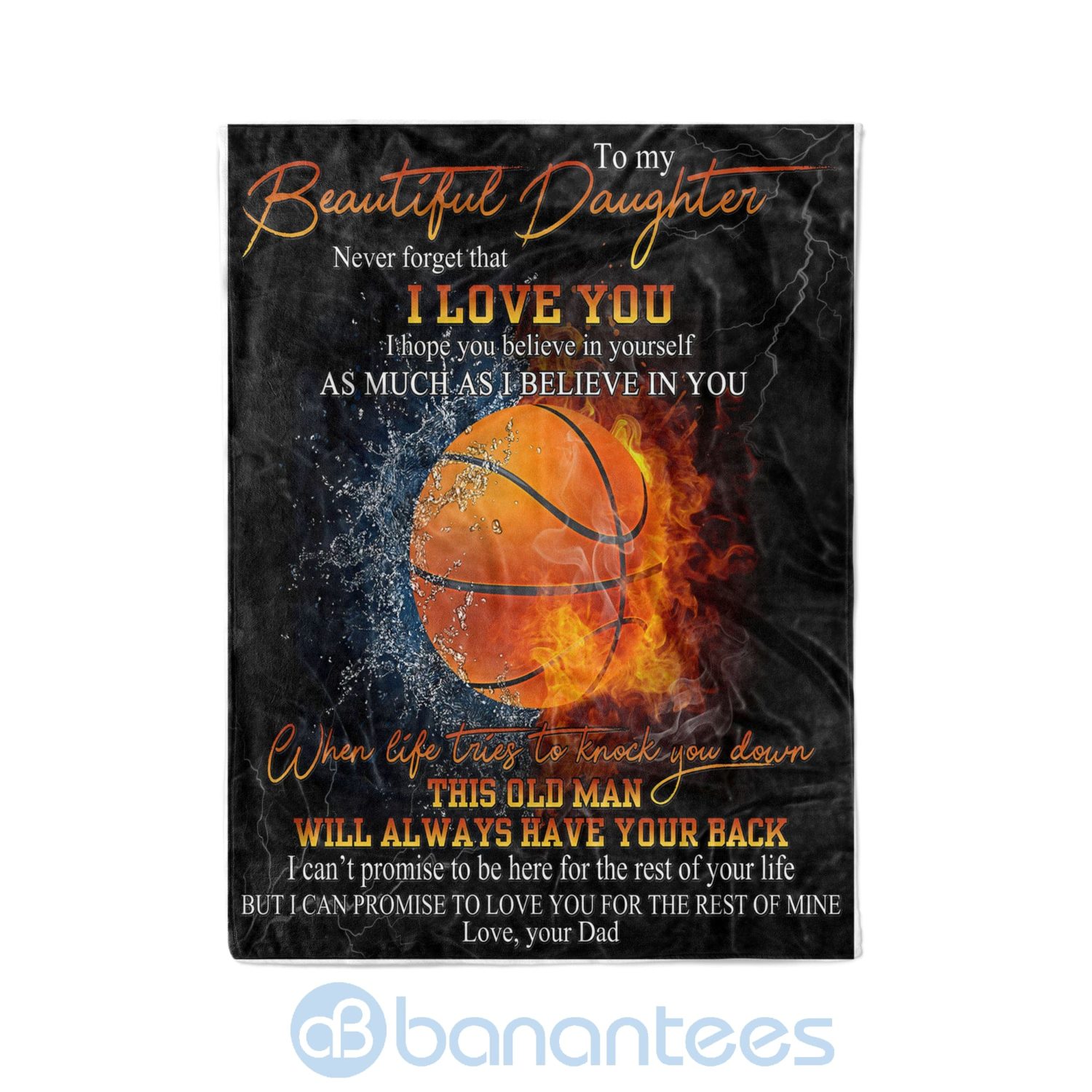 Dad To Daughter This Old Man Will Always Have Your Back Fleece Basketball Blanket