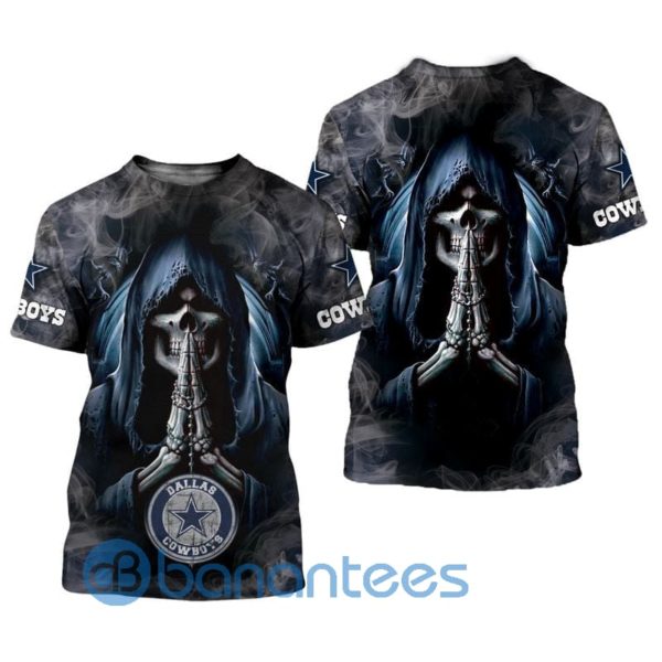 Dallas Cowboys Background Skull Smoke All Over Printed 3D T Shirt Product Photo