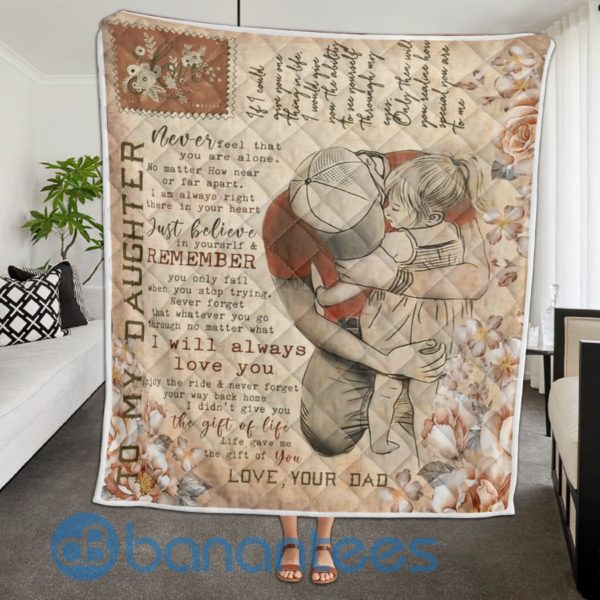 Daughter And Dad Dad Always Love His Daughter Quilt Blanket Quilt Product Photo