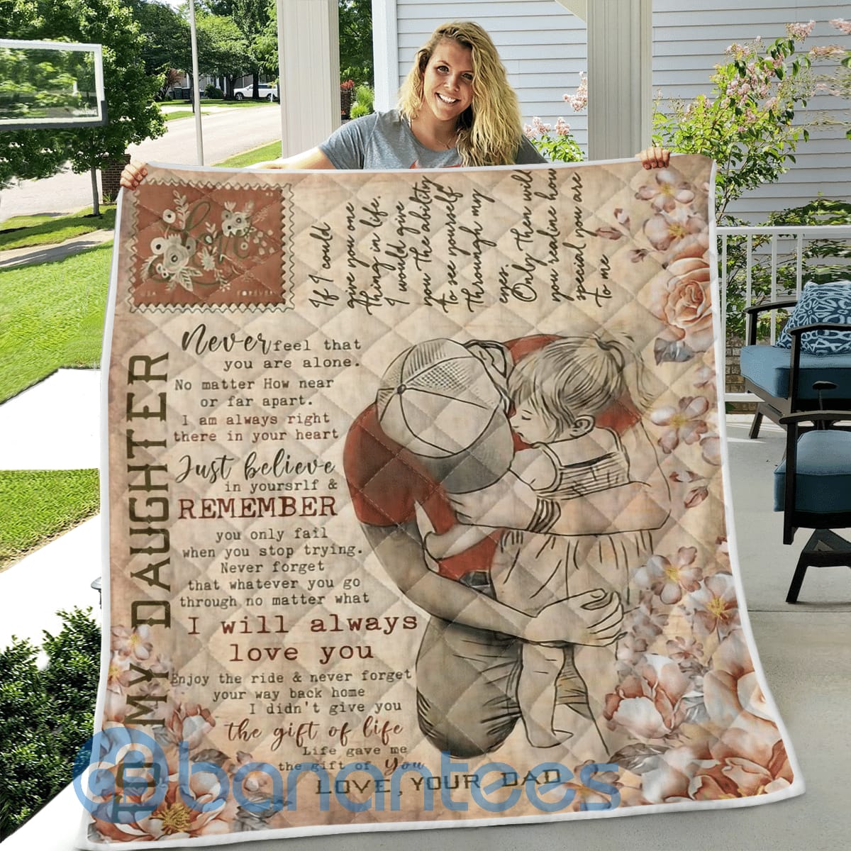 Daughter And Dad Dad Always Love His Daughter Quilt Blanket Quilt Product photo 2