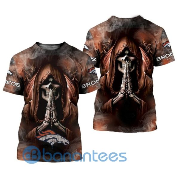 Denver Broncos Background Skull Smoke All Over Printed 3D T Shirt Product Photo