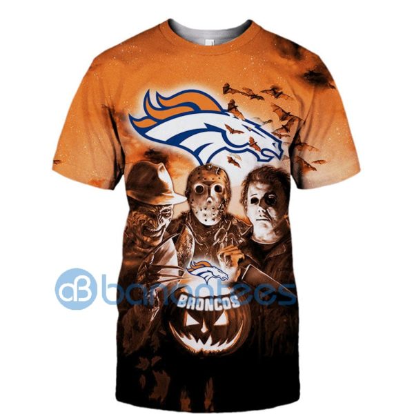 Denver Broncos Halloween Horror Night Full Printed 3D T Shirt Product Photo
