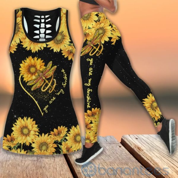 Dragonfly My Sunshine Sunflower Tank Top Legging Set Outfit Product Photo