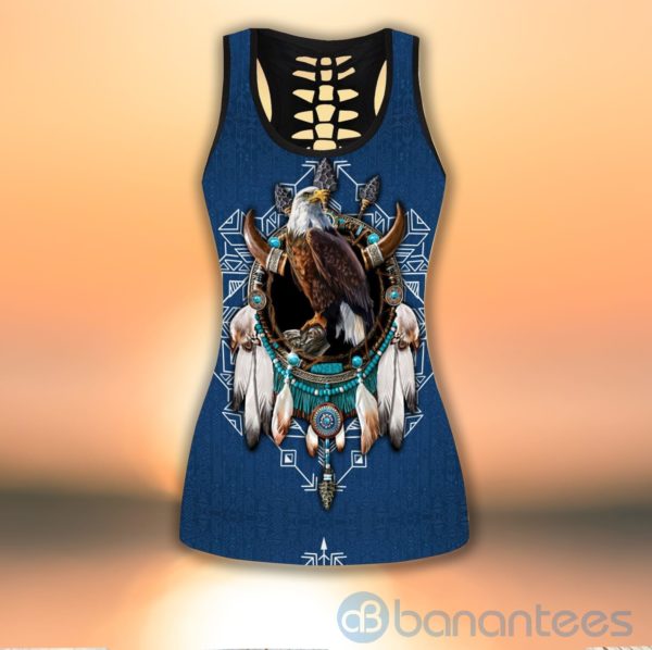 Eagle Native American Navy Tank Top Legging Set Outfit Product Photo