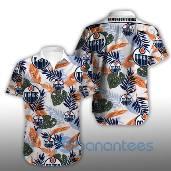 Edmonton Oilers Hawaiian Shirt Leaf Summer Shirt Product Photo