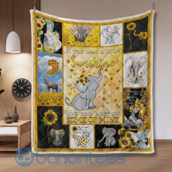 Elephant Sunflower Quilt Blanket Product Photo