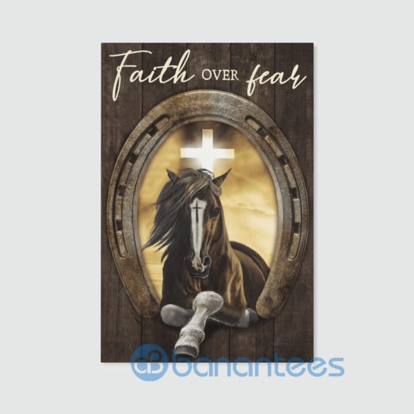 Faith Over Fear Jesus Horses Cross Wall Art Canvas Product Photo