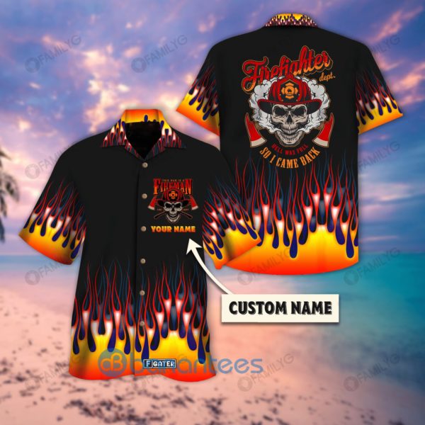 Firefighter Shirt Skull Flame Firefighter Custom Hawaiian Shirt Summer Hawaiian Product Photo