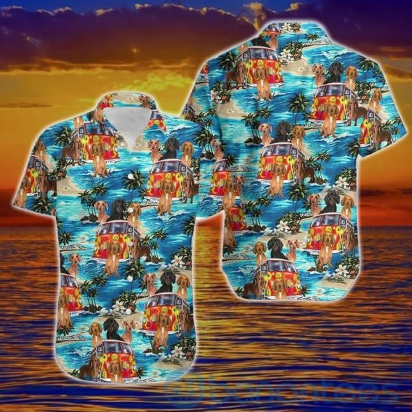 Funny Dachshund Dog Summer Vibe Tropical Hawaiian Shirt Product Photo