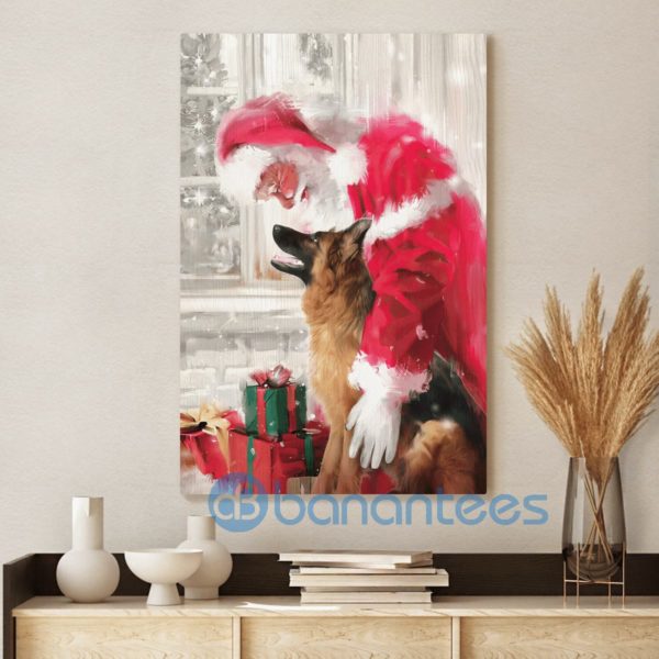 German Shepherd And Santa Claus Merry Christmas Wall Art Wall Product Photo