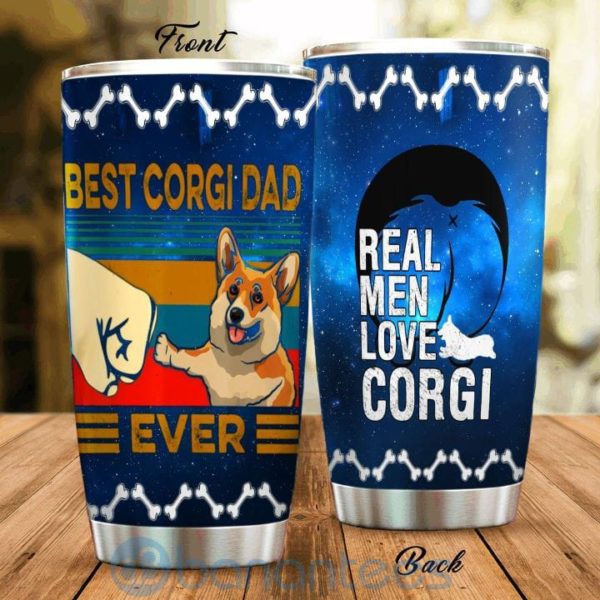 Gift For Dad Real Men Love Corgi Best Corgi Dad Tumbler Product Photo