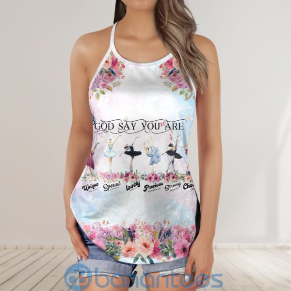 God Say You Are Ballet Christian Praise Dancing Rose Lover Criss Cross Tank Top Product Photo