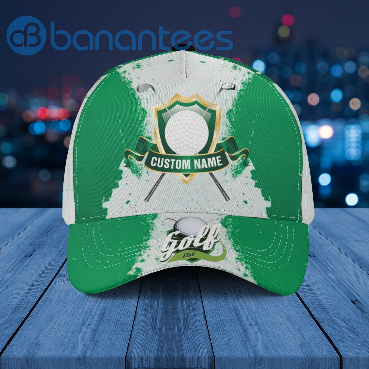Golf Club Custom Name American Scratched GreenWhite Cap Hat