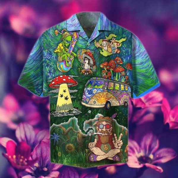 Hippie Short Sleeves Hawaii Shirt Summer Hawaiian Product Photo