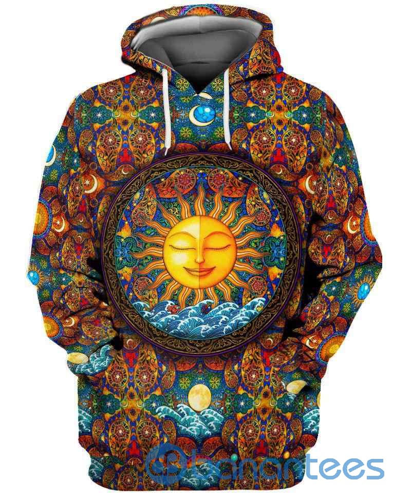 Hippie Sun Art Design All Over Print 3D Hoodie Product photo 1