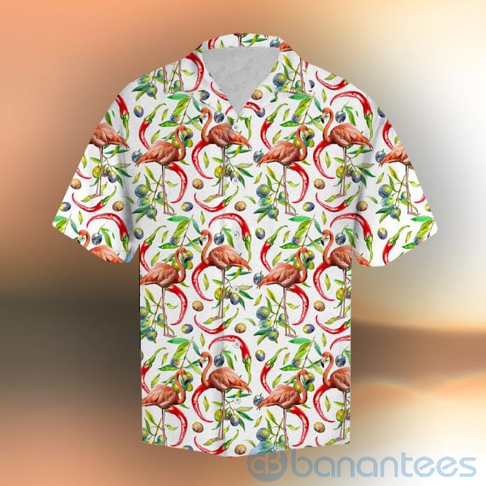 Hot Chili Peppers And Flamingo Tropical Hawaiian Shirt Product photo 1