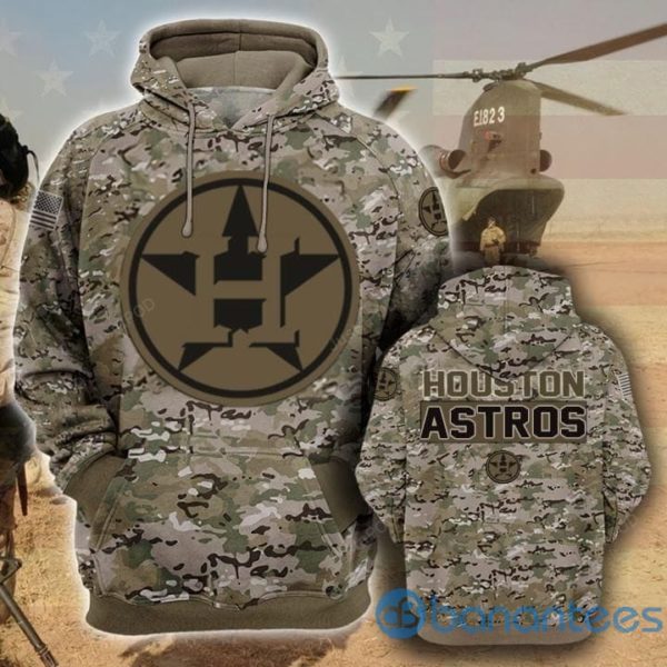 Houston Astros Camouflage Veteran Cotton All Over Print Hoodie Product Photo
