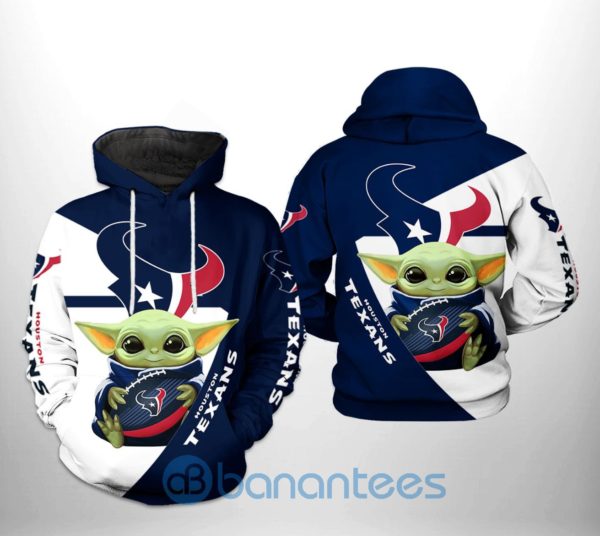 Houston Texans NFL Baby Yoda Team 3D Printed Hoodie Product Photo