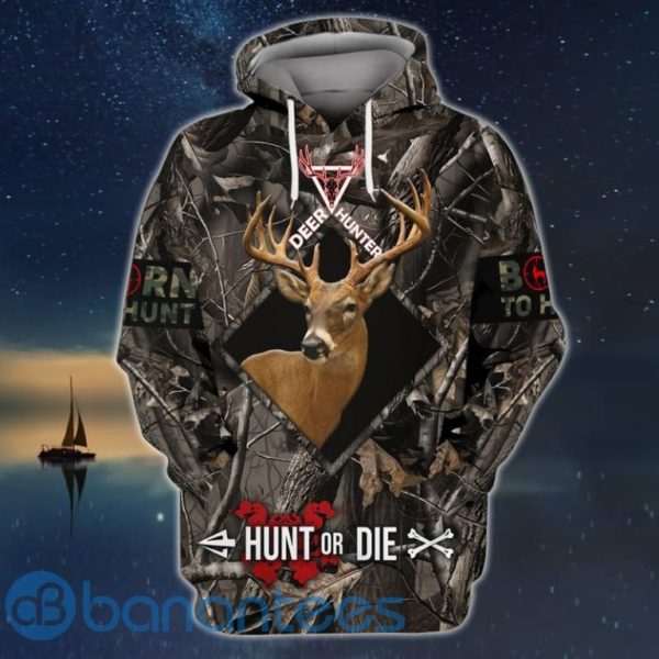 Hunting Whitetail Deer Hunt Or Die All Over Print 3D Hoodie Product Photo
