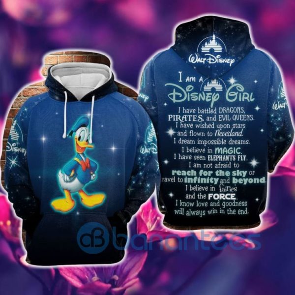 I Am A Disney Girl Donald Duck Blue Over Print All Over Print 3D Hoodie Product Photo