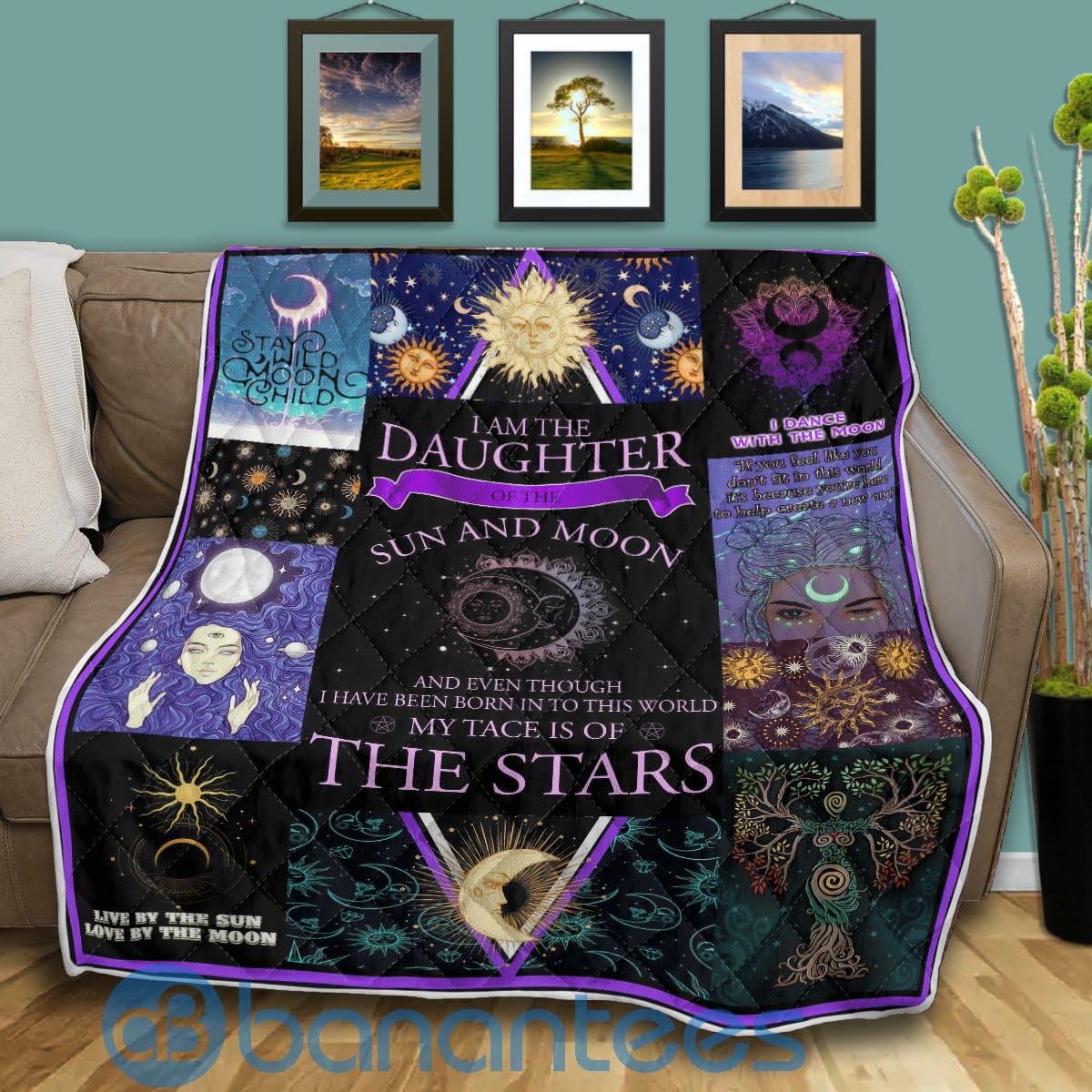 I Am The Daughter Of The Sun And Moon Witch Girl Quilt Blanket Quilt Product photo 2
